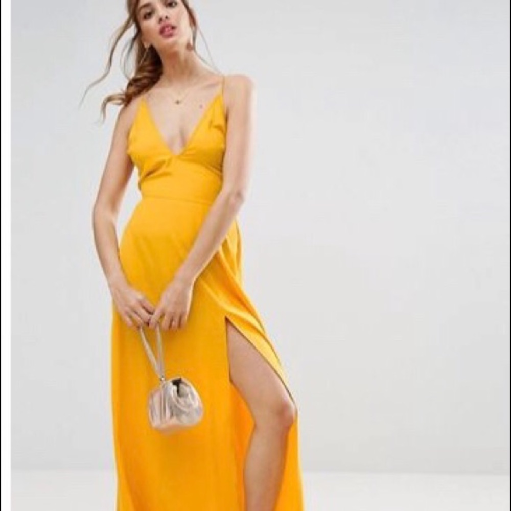 Yellow maxi dress.
